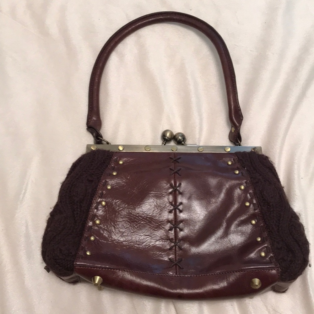 Trina Turk wooven wool and leather shoulder bag